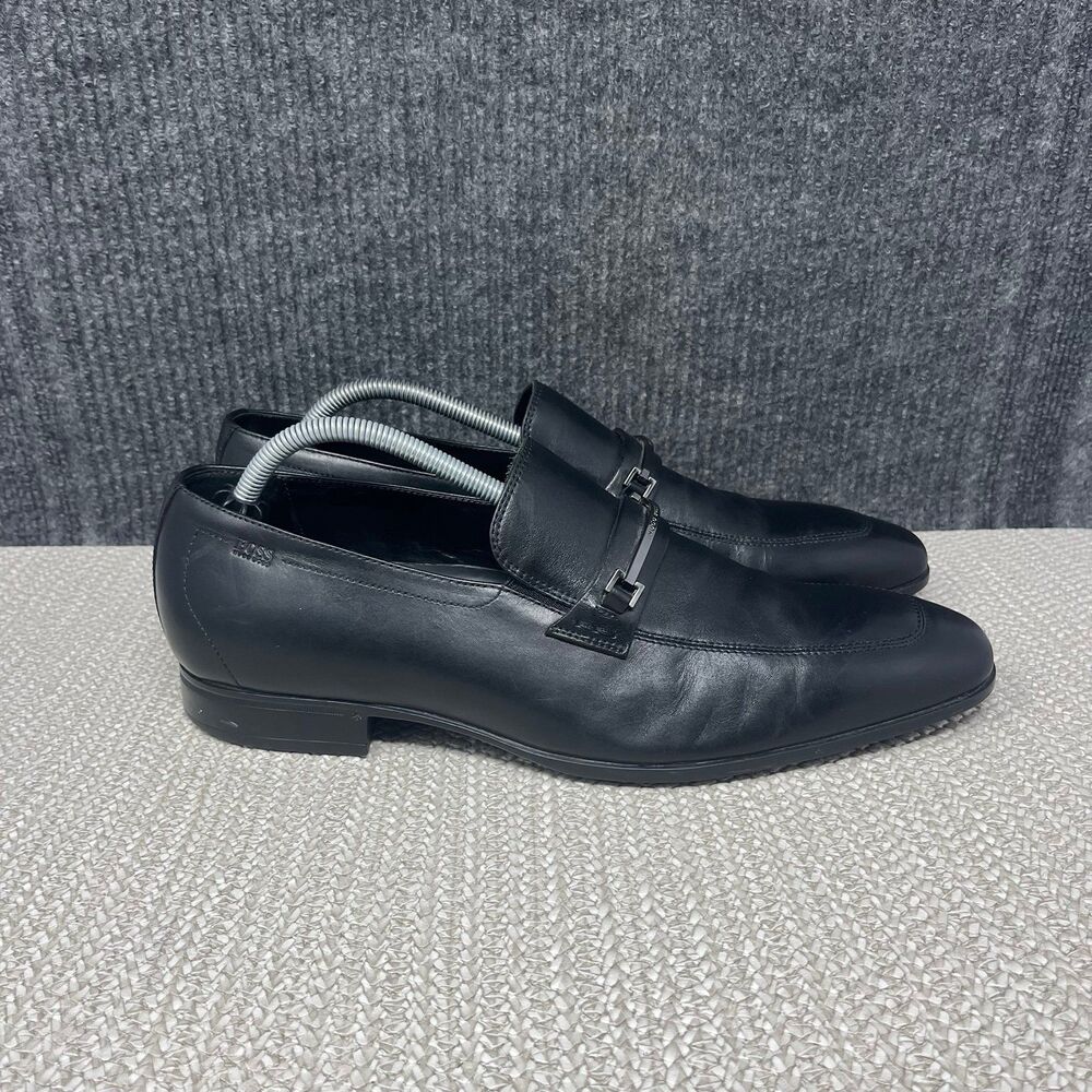 Hugo Boss Varmio Bit Loafers Black Leather Dress Shoes Oxfords Mens 10.5